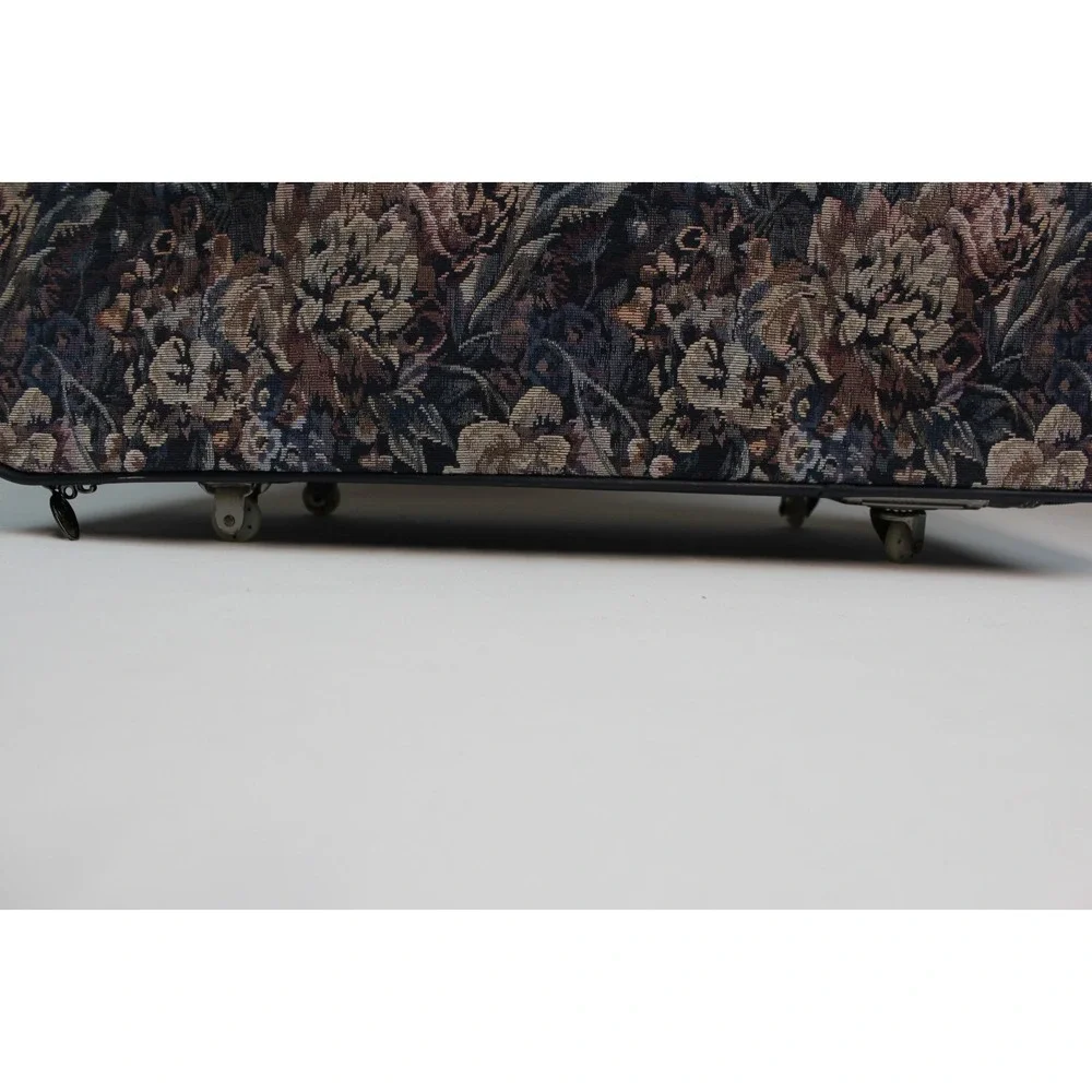 Vtg 90s PROTOCOL Duffle Bag & Pull Along Waverly Floral Tapestry Travel Luggage